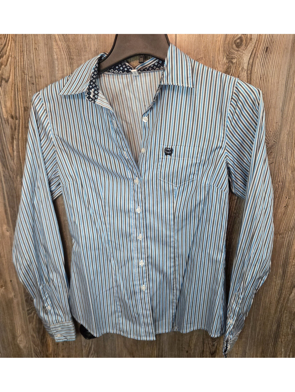 Cinch Western Striped Tencel Button Shirt Women Sz Med Rodeo Ranch - MSW9164216